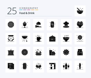 Food And Drink 25 Solid Glyph icon pack including soft. drink. sweet. restaurant