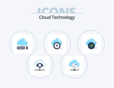Cloud Technology Flat Icon Pack 5 Icon Design. timer. dashboard. cloud. data. mouse