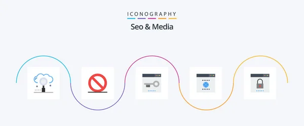 Seo Media Flat Icon Pack Including Media Website Engine Seo — Stock Vector