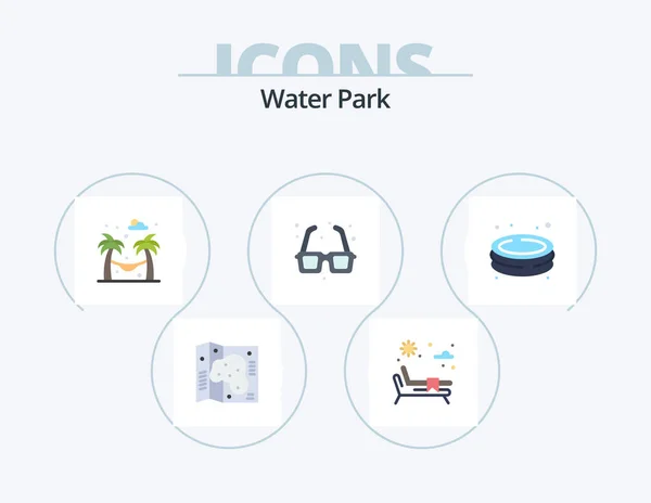 Water Park Flat Icon Pack Icon Design Park Pool Park — Stockvektor