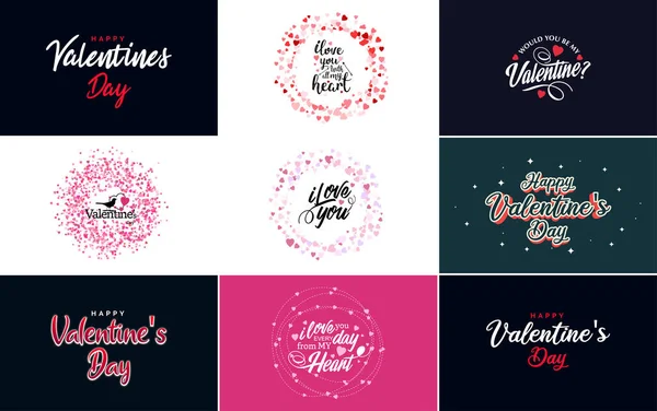 Happy Valentine Day Banner Template Romantic Theme Red Color Scheme — Vetor de Stock
