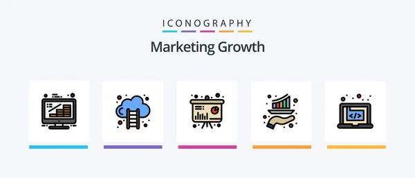 Marketing Growth Line Filled Icon Pack Including Server Database Seo — Stockvector