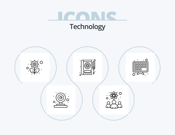 Technology Line Icon Pack Icon Design Atm Card Drone Camera — Stok Vektör