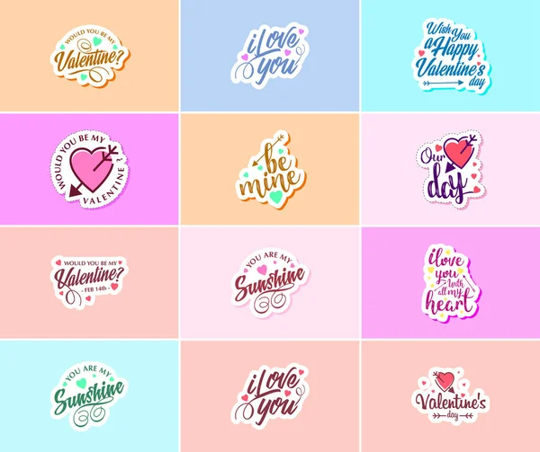 Saying Love You Beautiful Valentine Day Design Stickers — Stock vektor