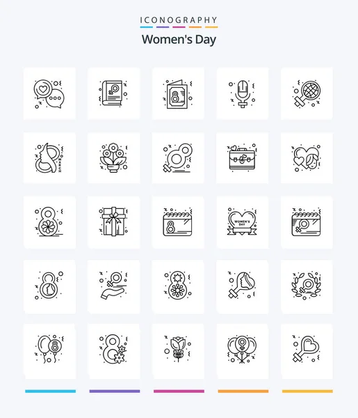 Creative Womens Day Outline Icon Pack Record Day Sign Invite — ストックベクタ