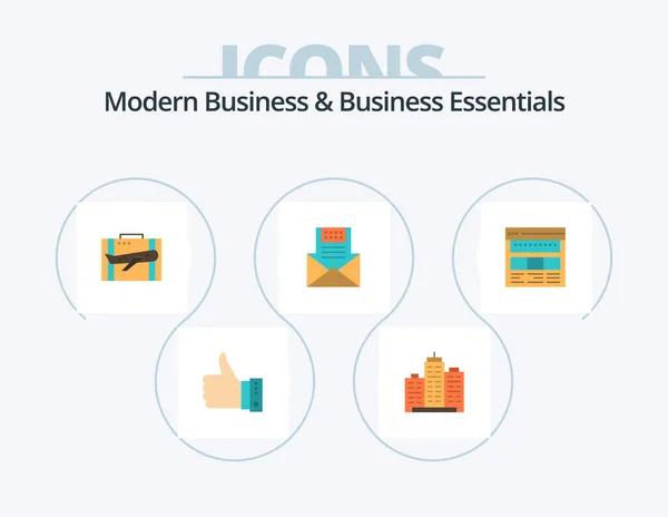 Modern Business Business Essentials Flat Icon Pack Icon Design Case — Vector de stock