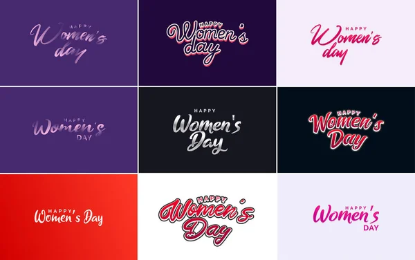 要約ピンクと紫の色で女性の顔と愛のベクトルのデザインと幸せな女性の日のロゴ — ストックベクタ