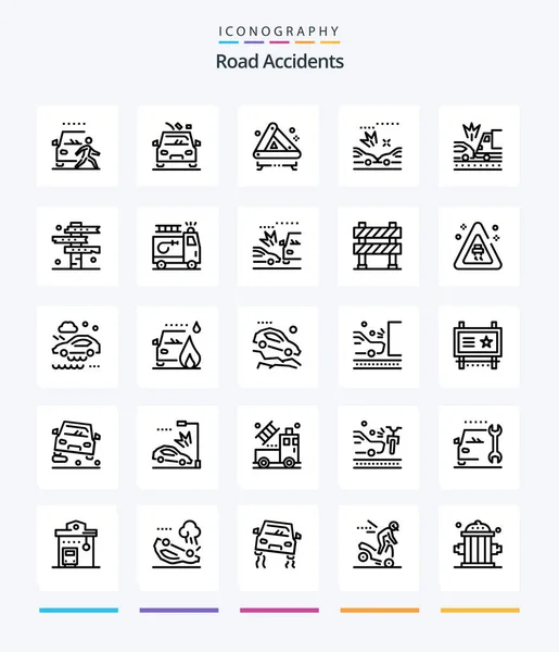 Creative Road Accidents Outline Icon Pack Car Accidents Road Crash — Vetor de Stock
