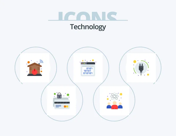 Technology Flat Icon Pack Icon Design Energy Consumption Interface Scientists — ストックベクタ