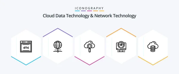 Cloud Data Technology Network Technology Line Icon Pack Including Computing — Vector de stock