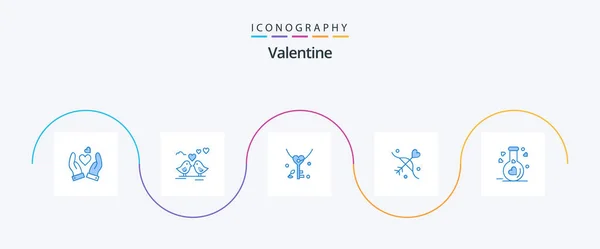 Valentine Blue Icon Pack Including Love Wedding Key Marriage Archery — Stockový vektor