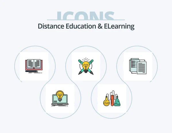 Distance Education Elearning Line Filled Icon Pack Icon Design Science — Wektor stockowy