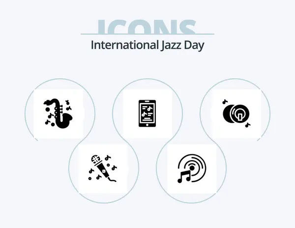 International Jazz Day Glyph Icon Pack Icon Design Music Multimedia — Vetor de Stock