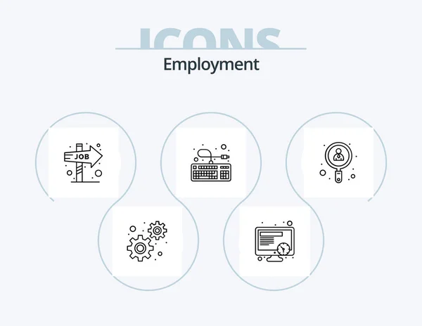 Employment Line Icon Pack Icon Design Search Time Online Target — Vector de stock