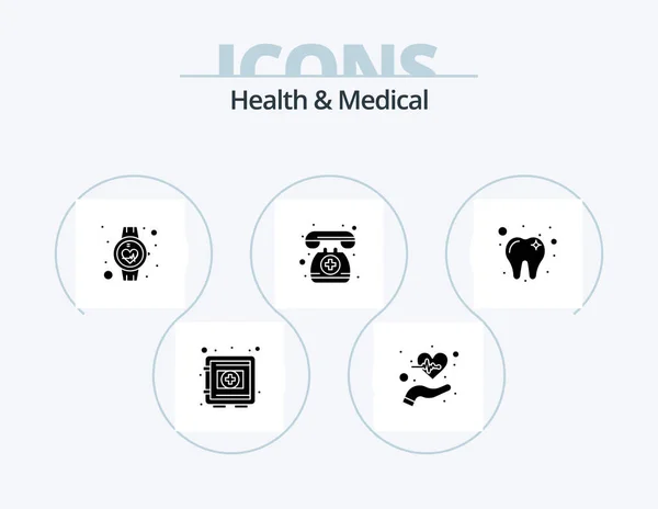 Health And Medical Glyph Icon Pack 5 Icon Design. telephone. doctor on call. life. smart watch. medical
