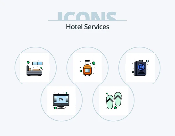 Hotel Services Line Filled Icon Pack Icon Design Steaming Iron — Image vectorielle