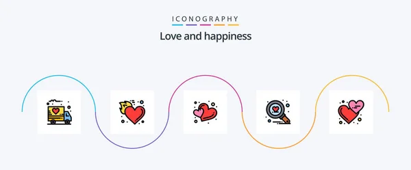 Love Line Filled Flat Icon Pack Including Heart Affection Hearts — Stockový vektor