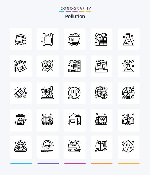 Creative Pollution Outline Icon Pack Waste Pollution Pollution Waste Gas — ストックベクタ