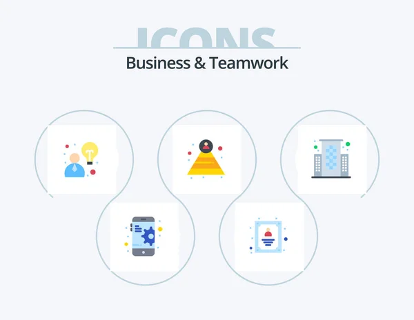 Business Teamwork Flat Icon Pack Icon Design Center Idea Business — Vettoriale Stock