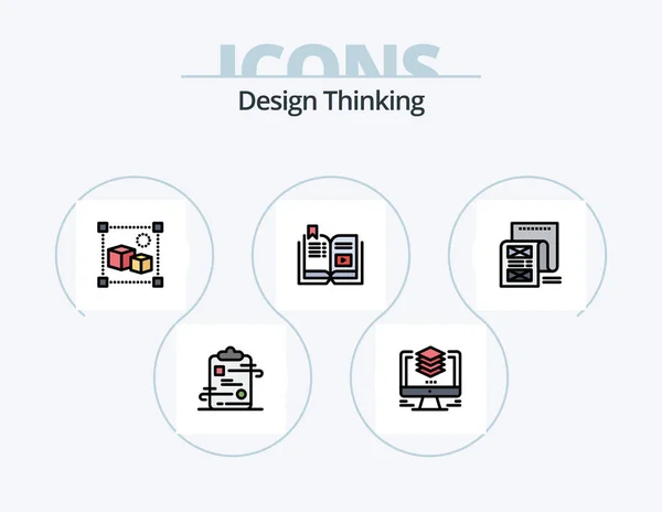 Design Thinking Line Filled Icon Pack Icon Design Vector Drawing — Stok Vektör
