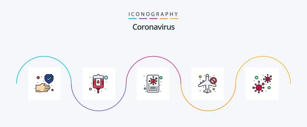 Coronavirus Line Filled Flat Icon Pack Including Coronavirus Allow News — Stock Vector