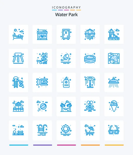 Creative Water Park Blue Icon Pack Water Park Park Water — Stock Vector