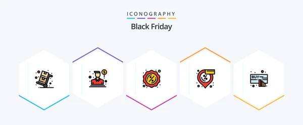 Black Friday Filledline Icon Pack Including Click Shopping Salesman Sale — Stockový vektor
