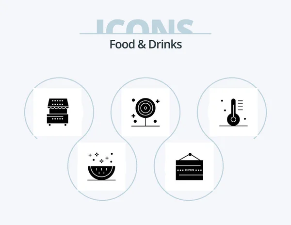 Food Drinks Glyph Icon Pack Icon Design Kitchen Cooking Restaurant — Stock vektor