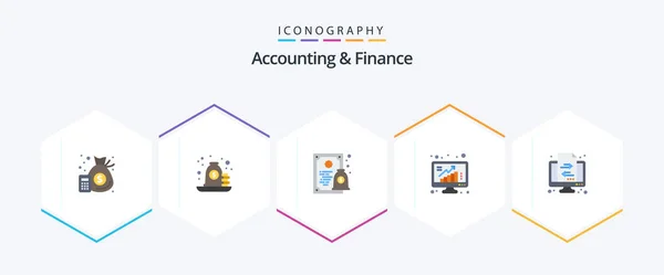 Accounting Finance Flat Icon Pack Including Data Graph Loan Bars — Stockvektor