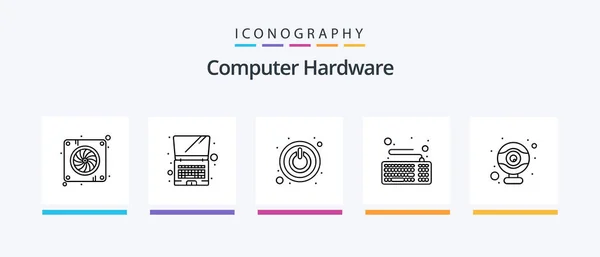 Computer Hardware Line Icon Pack Including Drive Cpu Disk Hardware — Stock vektor