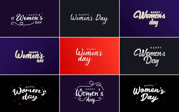 要約ピンクと黒の色で女性の顔と愛ベクトルデザインと幸せな女性の日のロゴ — ストックベクタ