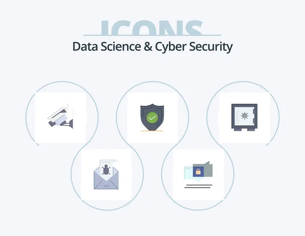 Data Science Cyber Security Flat Icon Pack Icon Design Security — Archivo Imágenes Vectoriales