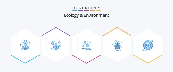 Ecology Environment Blue Icon Pack Including Gear Growth Liquid Science — Vetor de Stock