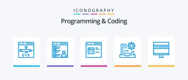 Programming Coding Blue Icon Pack Including Development News Develop Creative — Stockvector