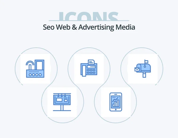 Seo Web Advertising Media Blue Icon Pack Icon Design Typewriter — Stockový vektor