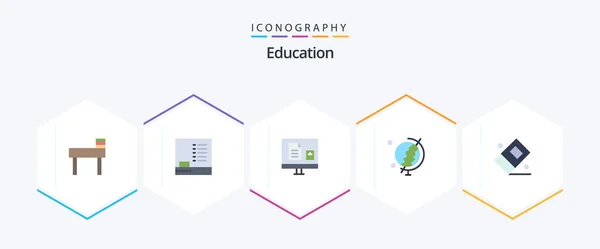 Education Flat Icon Pack Including Education Globe Education School — Wektor stockowy