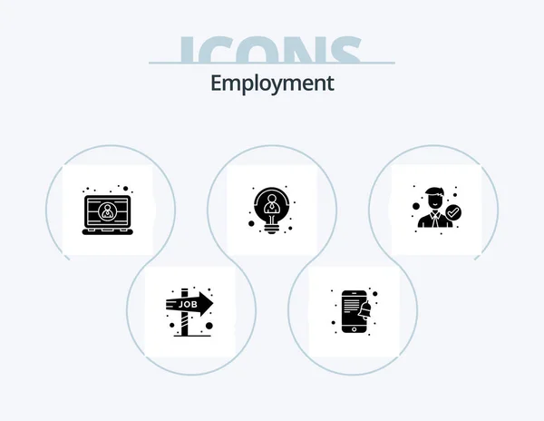 Employment Glyph Icon Pack Icon Design Employee Thinking Employee Idea — Image vectorielle