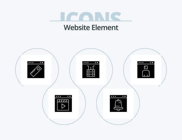 Website Element Glyph Icon Pack Icon Design Interface Browser Interface — Stockvector