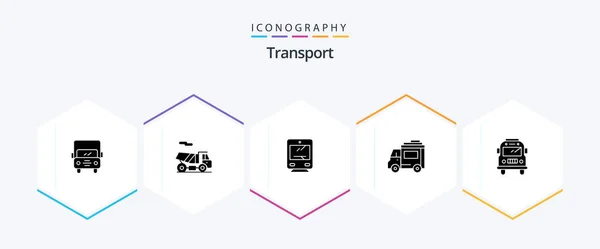 Transport Glyph Icon Pack Including Transport Bus Transport Transport Car — Stock Vector