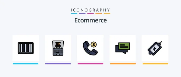 Ecommerce Line Filled Icon Pack Including Computer Shopping Buy Trolley — Image vectorielle