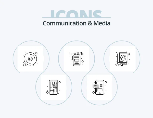 Communication Media Line Icon Pack Icon Design Photo Walkie Talkie — Stock vektor