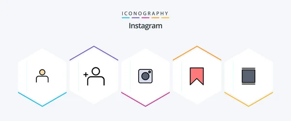 Instagram Filledline Icon Pack Including Gallery Camera Interface Flag — 图库矢量图片