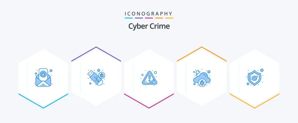 Cyber Crime Blue Icon Pack Including Malware Infected Usb Cloud — Stockvector
