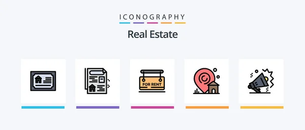Real Estate Line Filled Icon Pack Including Home Real Estate — стоковый вектор