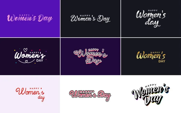 Set Happy International Woman Day Signs Emblems Vector Design Elements — Vector de stock