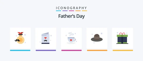 Fathers Day Flat Icon Pack Including Dad Fathers Card Day — Stock Vector