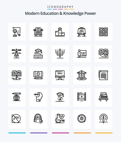 Creative Modern Education Knowledge Power Outline Icon Pack Learning Board — Archivo Imágenes Vectoriales