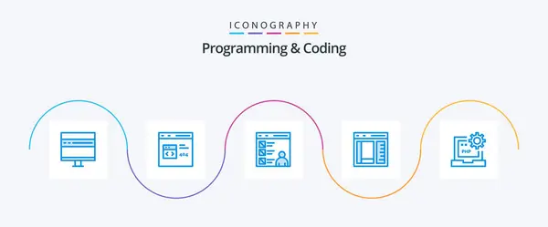 Programming Coding Blue Icon Pack Including Develop Code Develop Page — Stockvektor