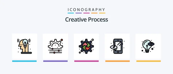 Creative Process Line Filled Icon Pack Including Layout Creative Process — стоковый вектор