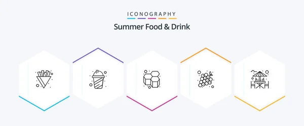 Summer Food Drink Line Icon Pack Including Beach Alcohol Honey — Vetor de Stock